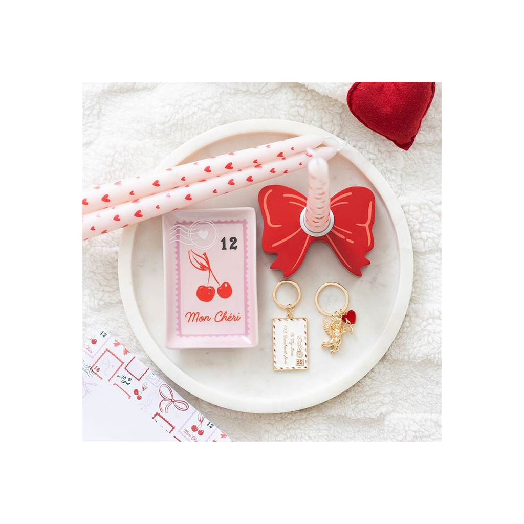 Red Bow Taper Candle Holder