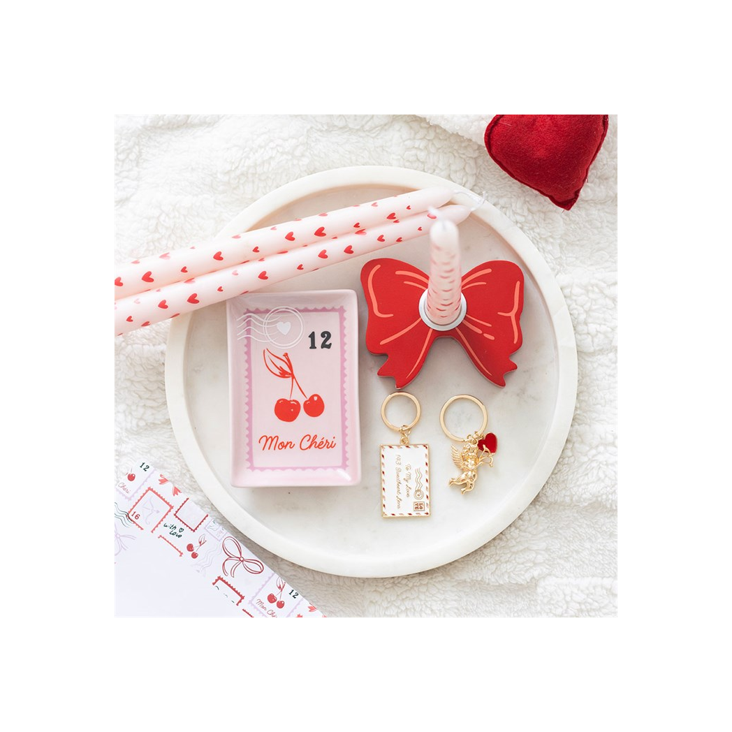 Red Bow Taper Candle Holder