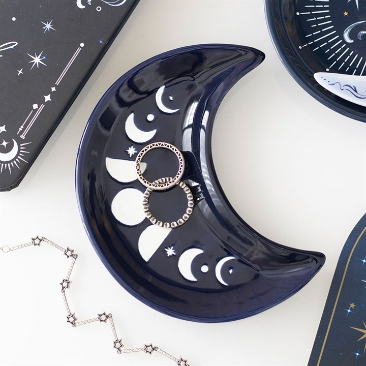 Blue Moon Phase Crescent Moon Trinket Dish