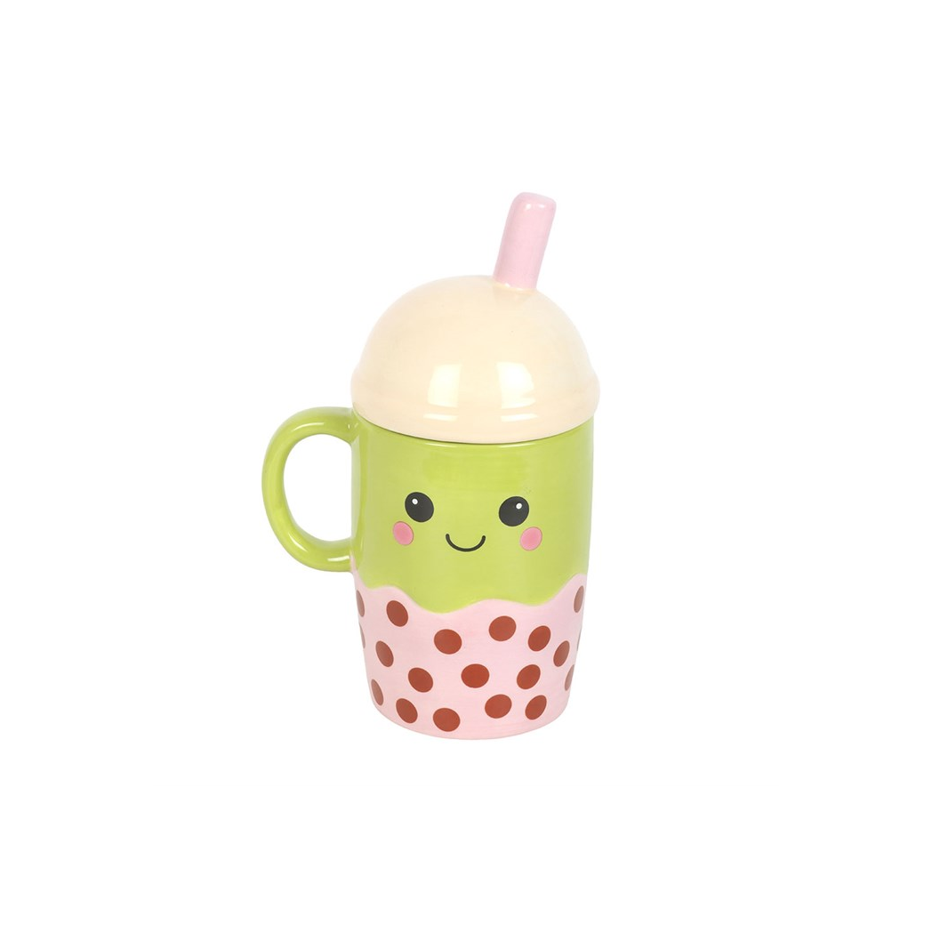 Kawaii Bubble Tea Lidded Mug