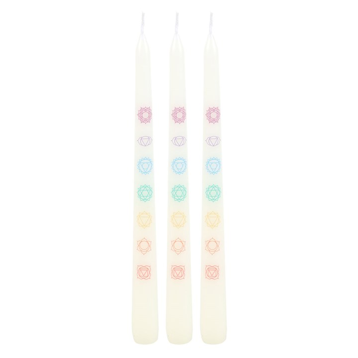 Set of 3 Chakra Balancing Taper Dinner Candles