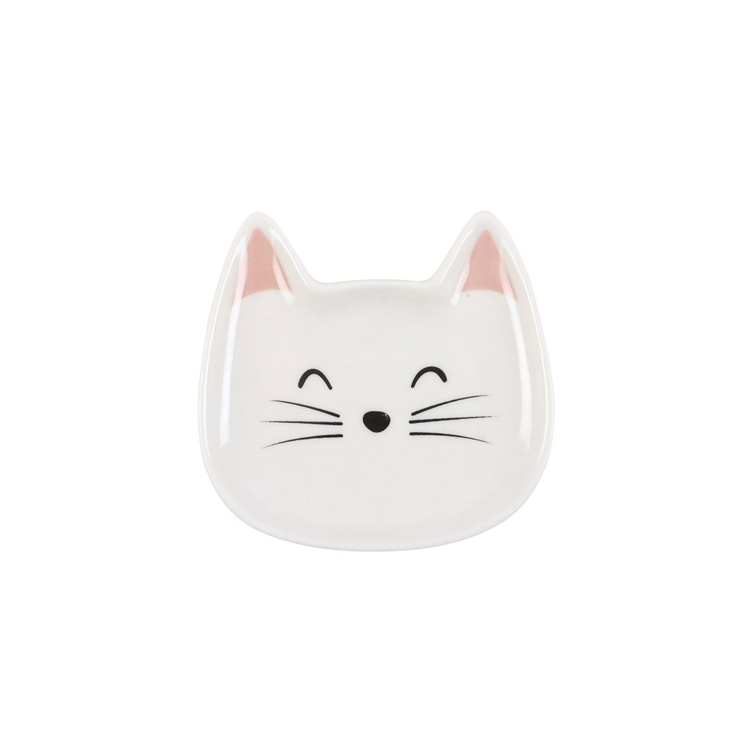 White Cat Face Trinket Dish