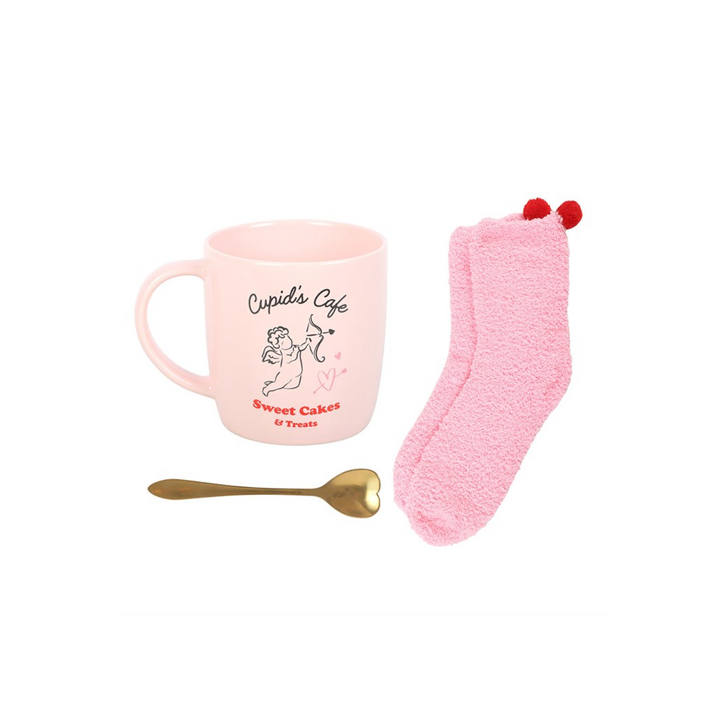 Cupid's Café Mug, Spoon and Socks Set