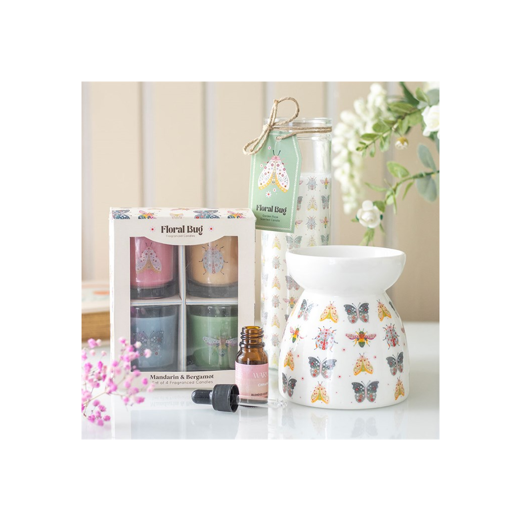Floral Bug Print Oil Burner and Wax Warmer