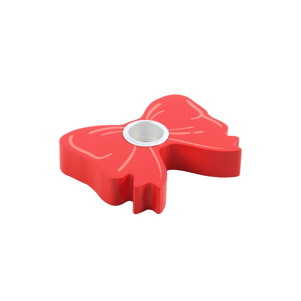 Red Bow Taper Candle Holder