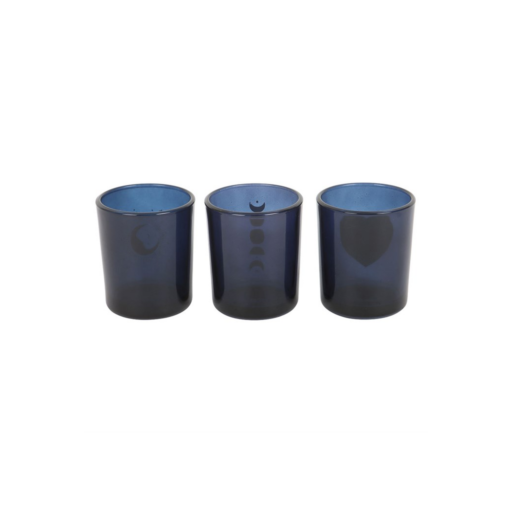 Set of 3 Blue Moon Votive Candle Holders