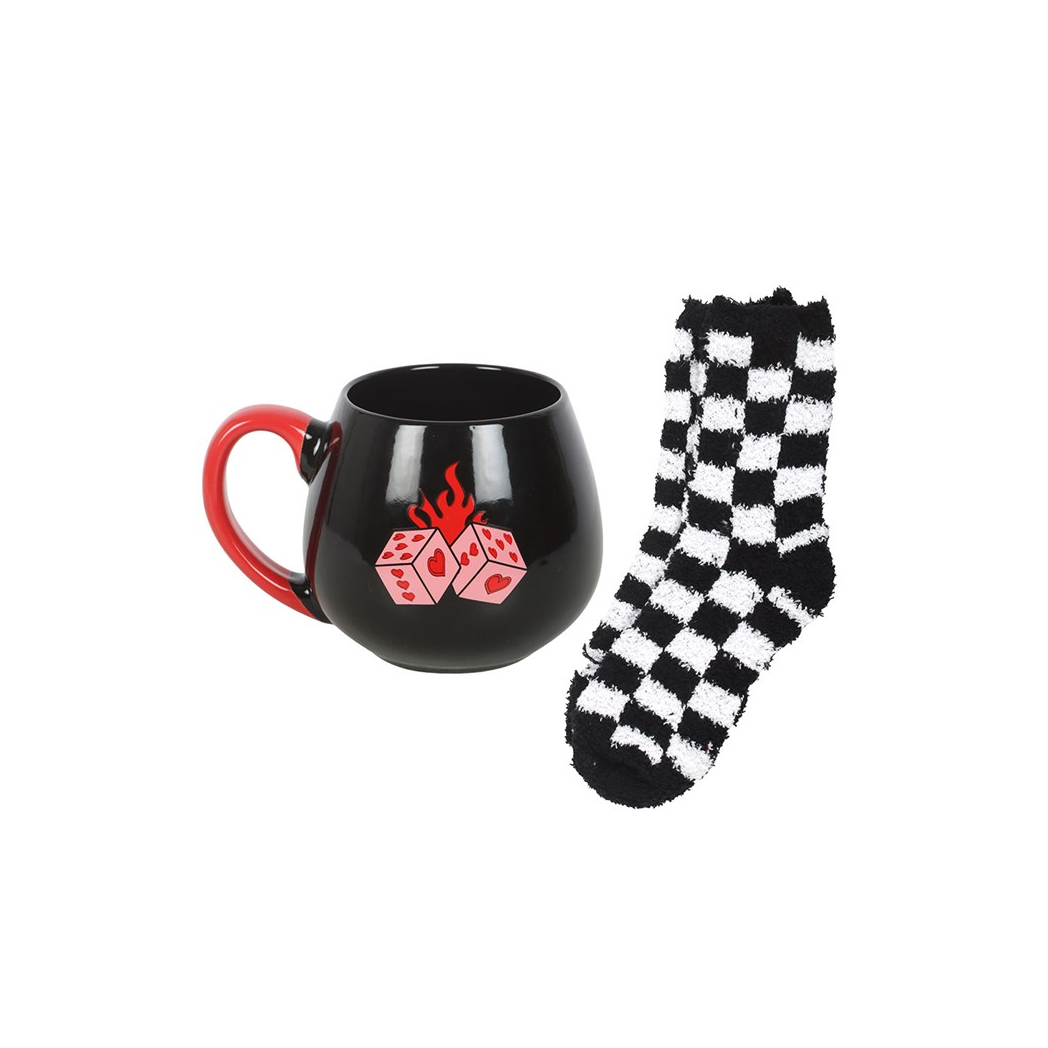 Black Dice Mug and Socks Set