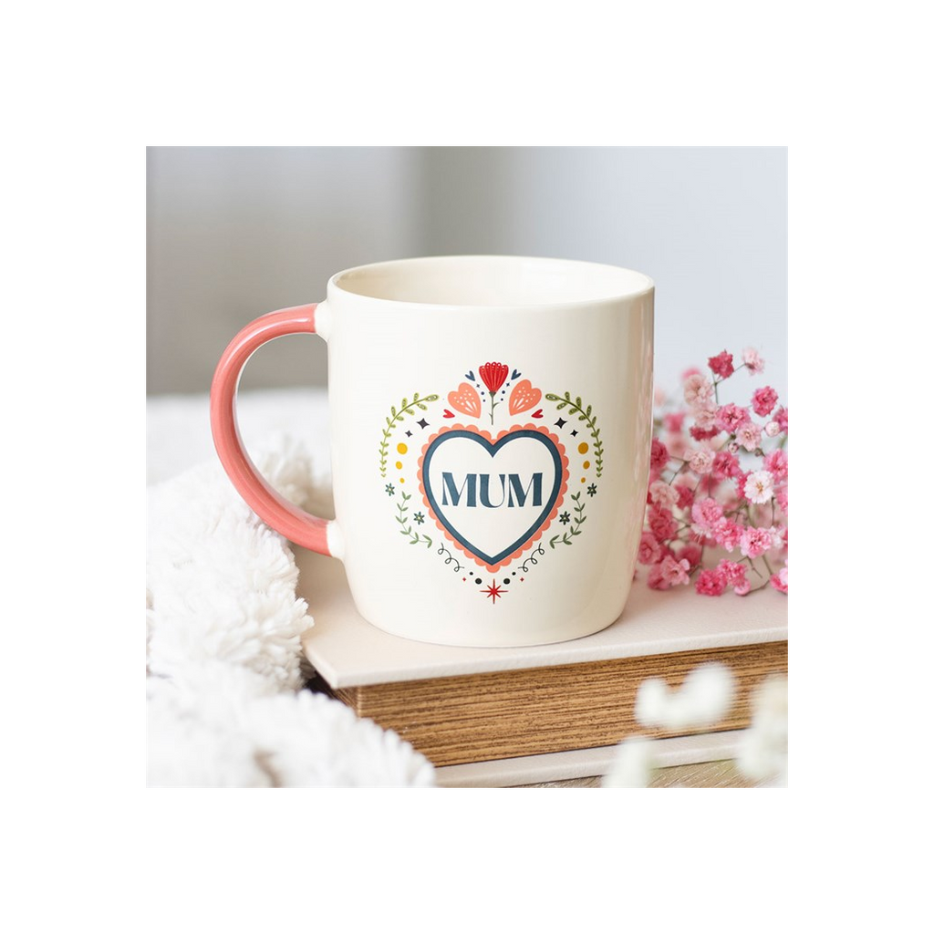 Mum Folk Heart Mug