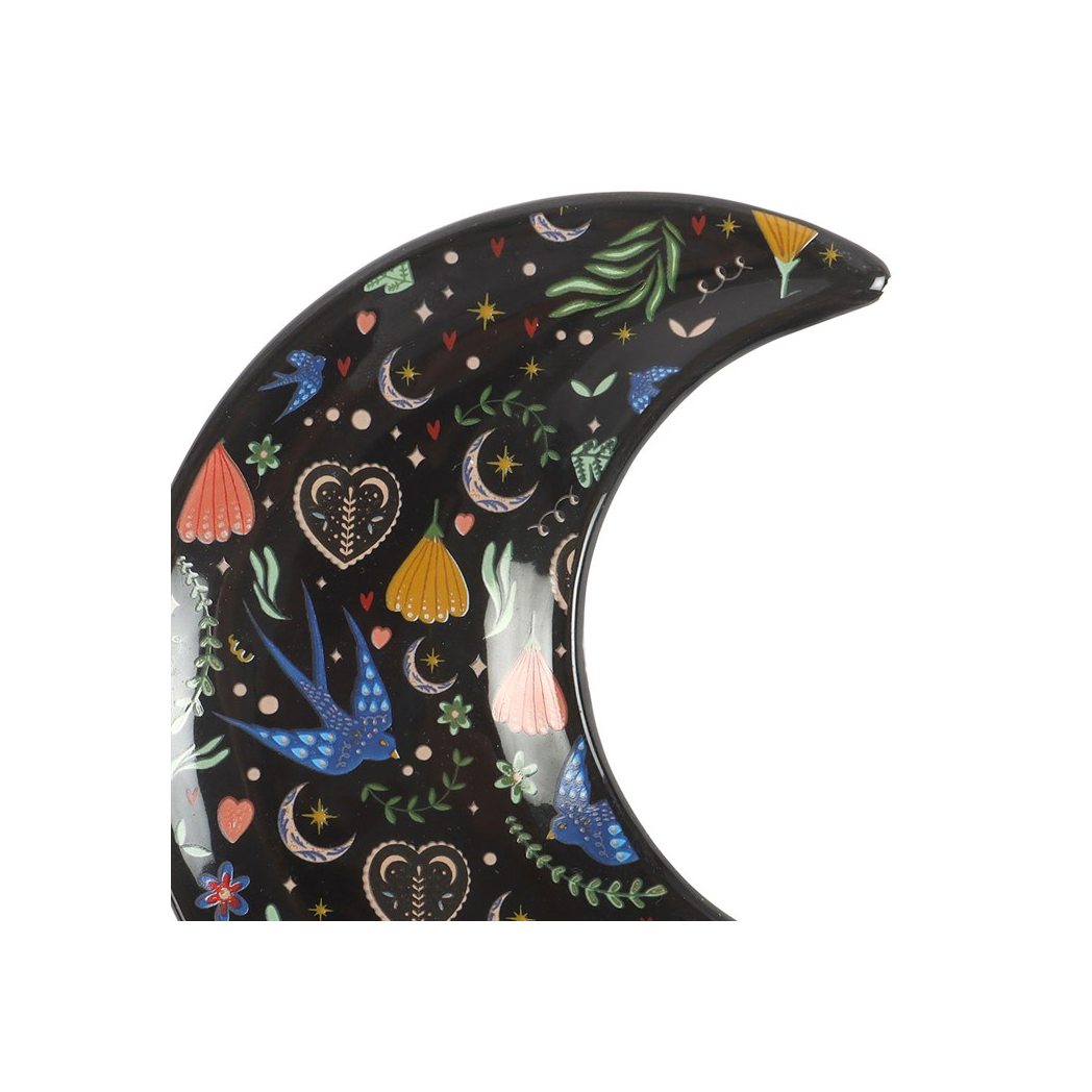 Midnight Bloom Crescent Moon Trinket Dish
