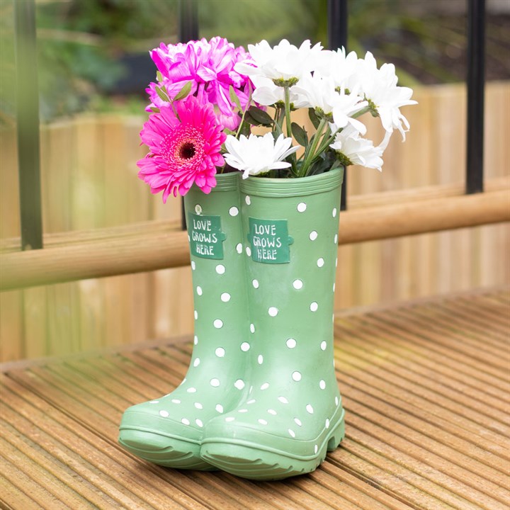 Light Green Welly Boot Planter
