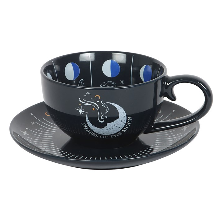 Blue Moon Phase Teacup and Saucer