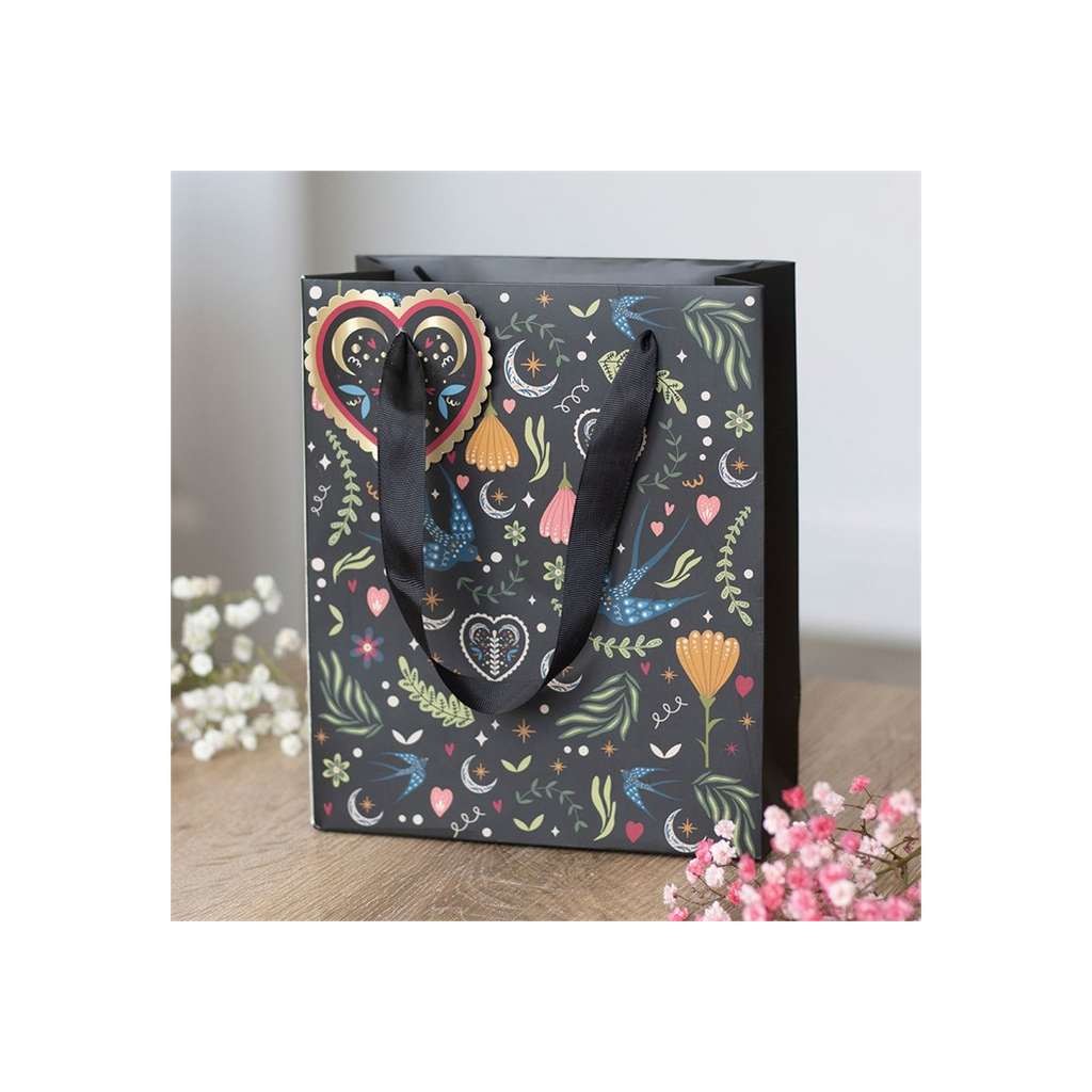 Medium Black Midnight Bloom Print Giftbag