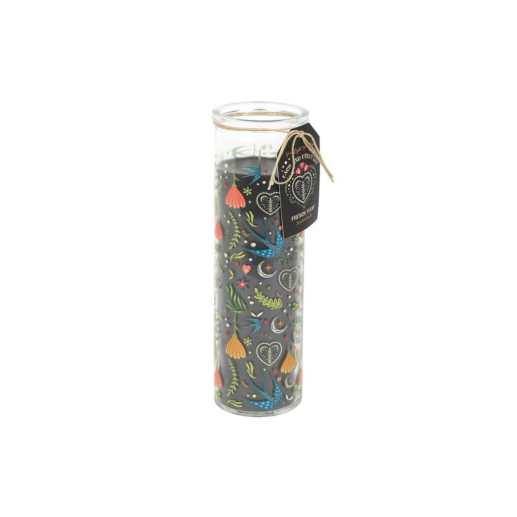 Midnight Bloom Print French Tulip Tube Candle