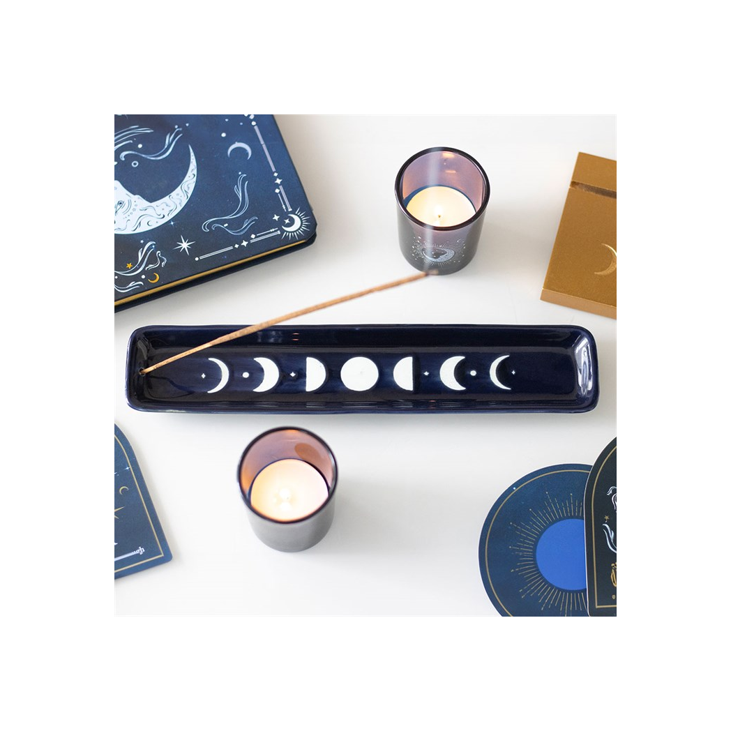 Blue Moon Phase Ceramic Incense Ash Catcher