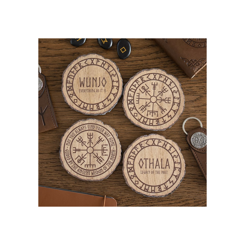 Set of 4 Norse Mythology Wood Slice Coasters