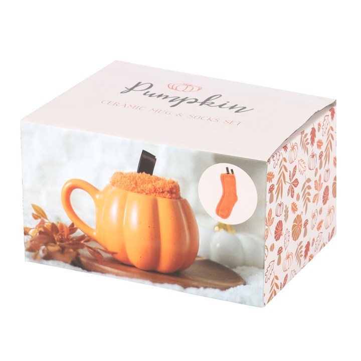 Pumpkin Shaped Mug and Socks Set