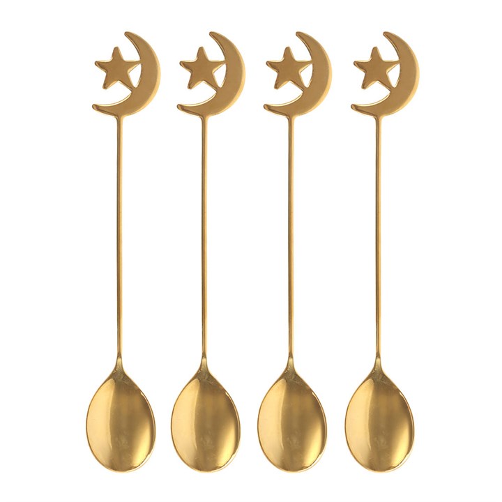 Set of 4 Star and Moon Teaspoons