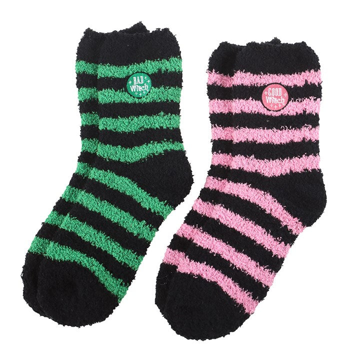 Set of 2 Good Witch and Bad Witch Fluffy Socks