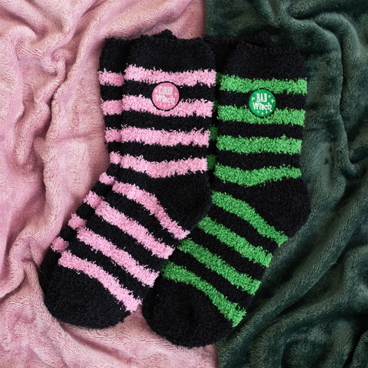 Set of 2 Good Witch and Bad Witch Fluffy Socks