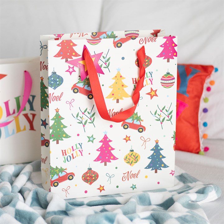 23cm Nostalgic Christmas Print Gift Bag