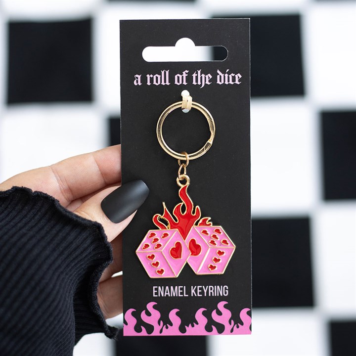 Flaming Dice Keyring