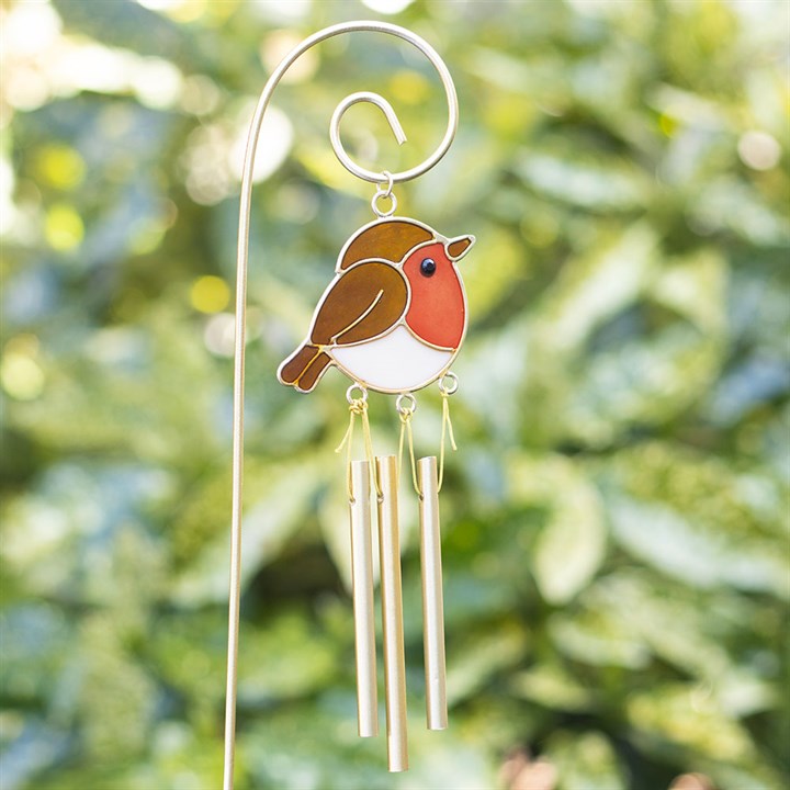 Set of 12 Robin Remembrance Windchime Stakes in Display