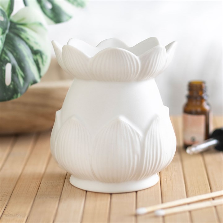White Lotus Flower Oil Burner