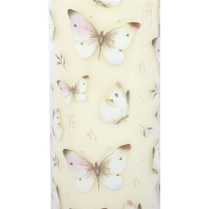 White Butterfly Print Vanilla Tube Candle