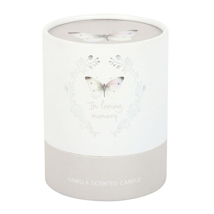 In Loving Memory White Butterfly Vanilla Candle