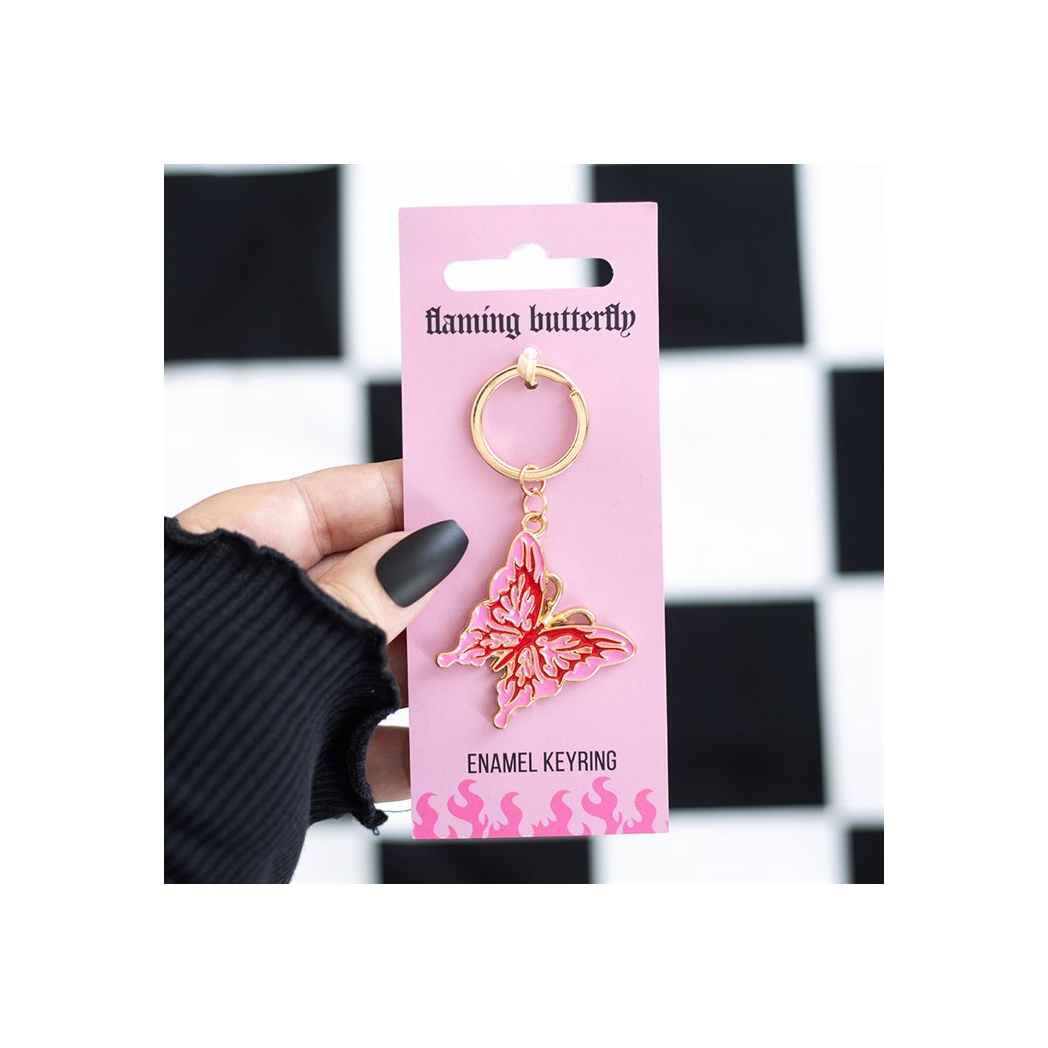 Flaming Butterfly Keyring