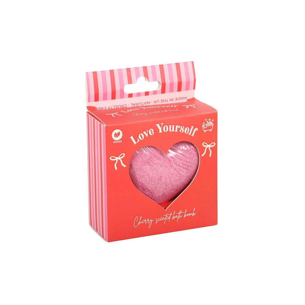 Love Yourself Heart-Shaped Cherry Bath Bomb