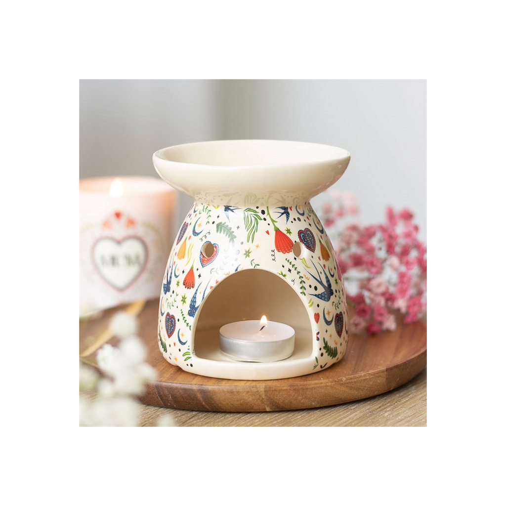 Cream Midnight Bloom Print Oil Burner