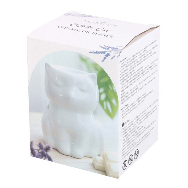 Shiny White Cat Oil Burner