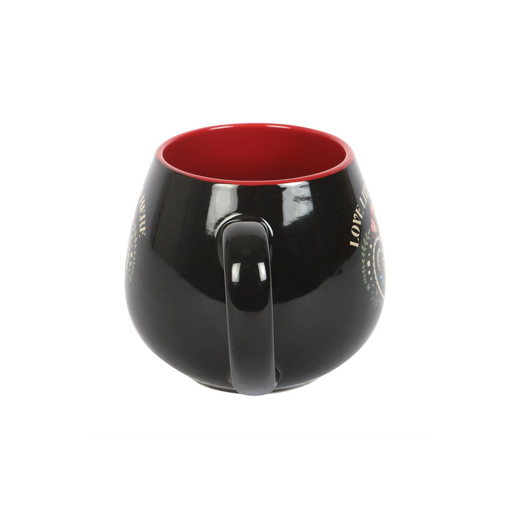 Love Lives Here Folk Heart Rounded Mug